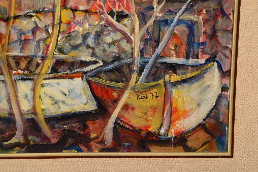 Detail a: Emil Kos, geb. 1942, Öl/Lwd, Spachteltechnikrechts unten signiert und datiert 77, ca. 50x70 cm, Rahmen