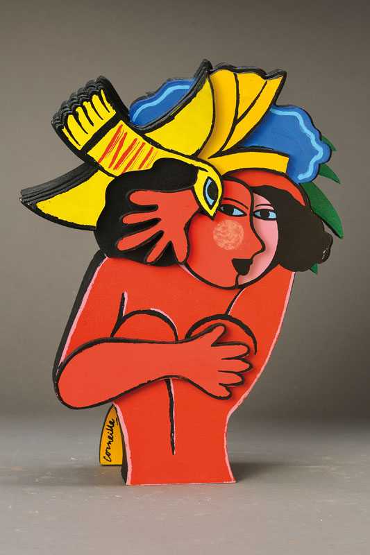 Corneille (Cornelis van Beverloo), 1922-2010, Holzskulptur, bemalt, signiert und num. 39/ 149, H. ca. 32cm