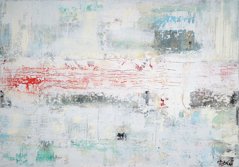 Oliver Dobslaff, geb. 1966, White soul, Mischtechnik auf Leinwand, rechts unten signiert, ca. 100x70 cm