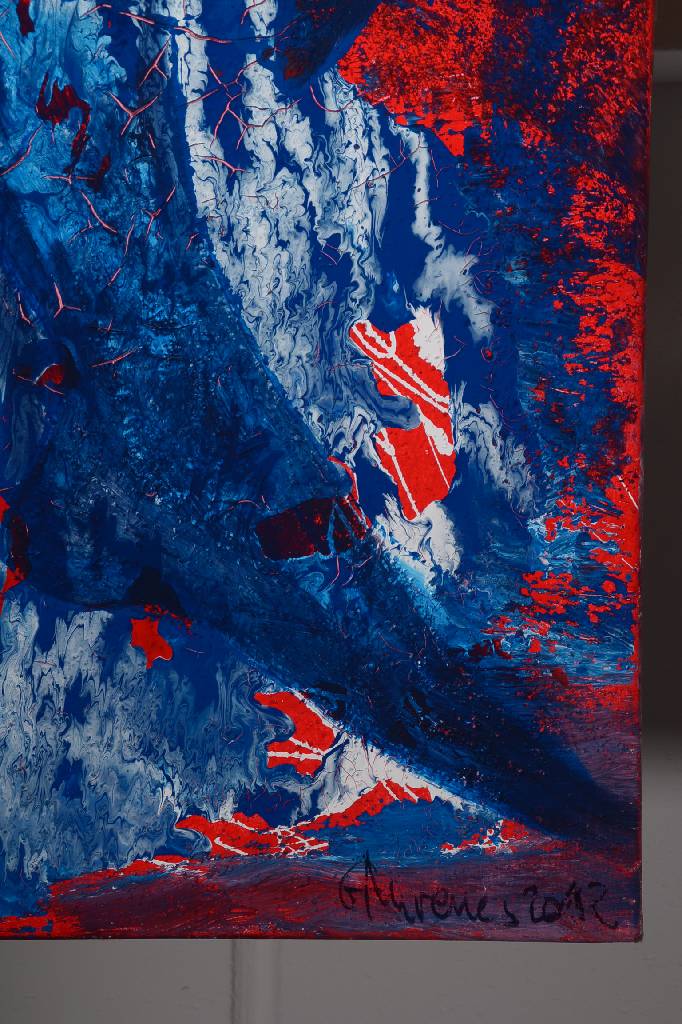 Detail a: George Mirenes, geb. 1956 Paris, Le penseur, Öl und Acryl auf Lwd, signiert, ca. 100x100cm
