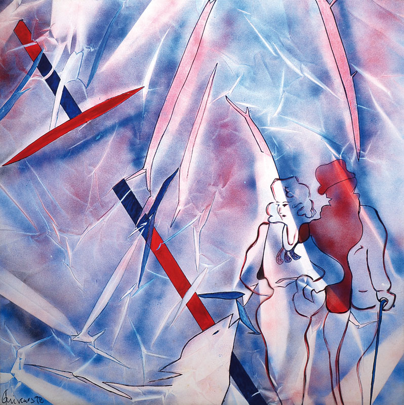 George Mirenes, geb. 1956 Paris, Spaziergänger, Öl und Acryl auf Lwd, signiert,ca. 100x100cm