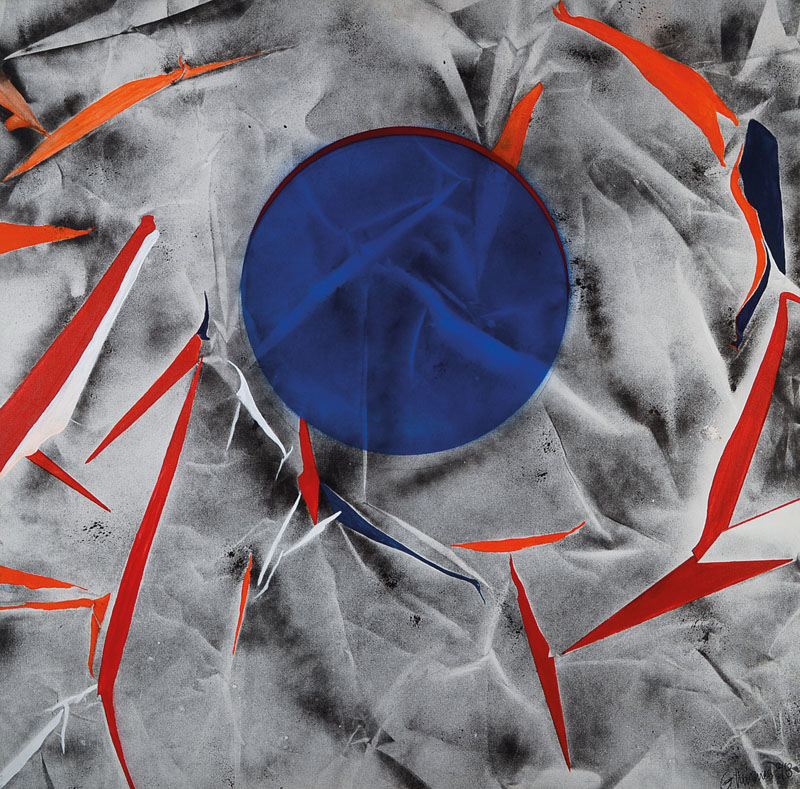 George Mirenes, geb. 1956 Paris, Sonnenfinsternis, Öl und Acryl auf Lwd, signiert, ca. 100x100cm