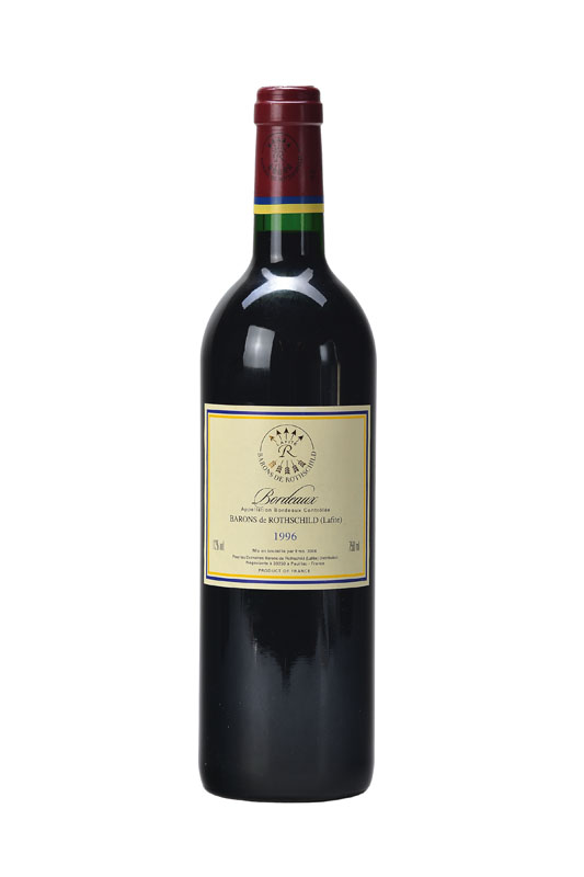 1 Flasche 1996 Lafite Barons de Rothschild, Bordeaux, ca. 75 cl, into neck, unverkostet