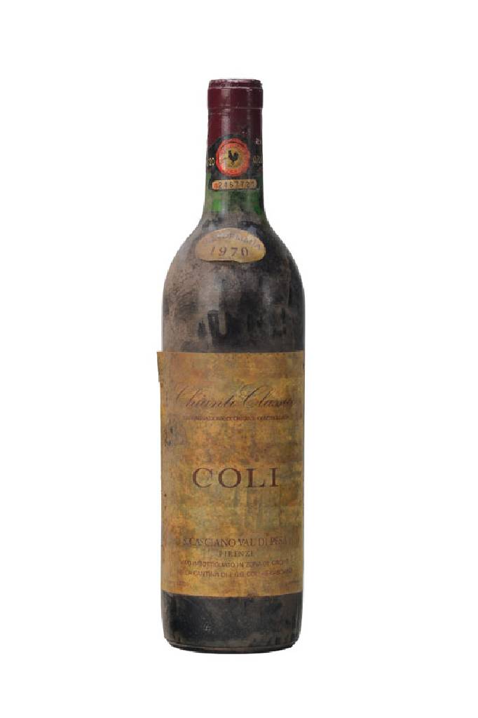 5 Flaschen ital. Rotwein, 4 x 1970 Coli, Chianti Classico, 1 x 1960 Aleatico Stravecchio, Antinori, Füllstände: upper mid - top shoulder, je ca. 75 ...