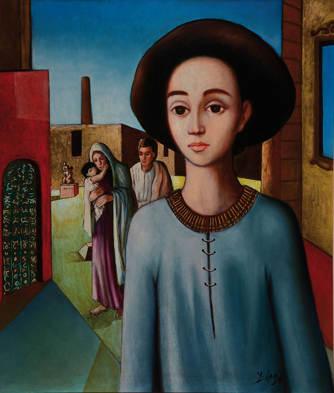 Antonio Diego Voci, 1920-1985, Le village d'oré, Öl/Lwd, re. u. sign., ca. 70x60cm, Rahmen, ehem. VKP 2750 DM
