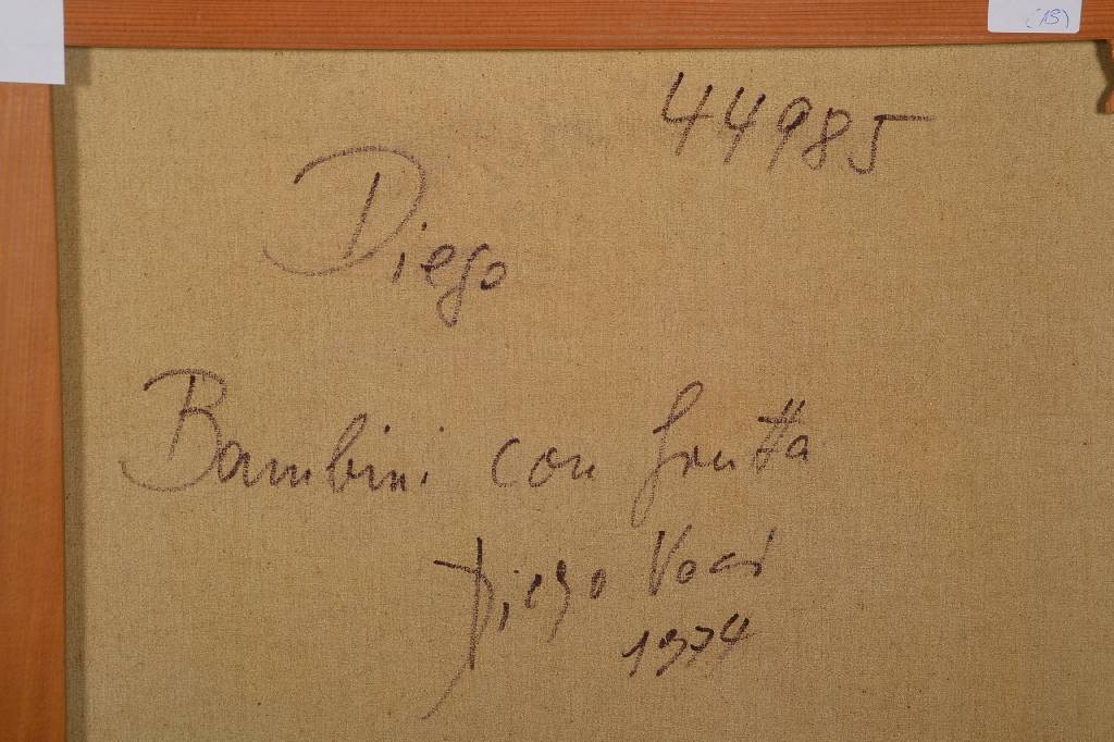 Detail b: Antonio Diego Voci, 1920-1985, Bambini con frutta, Öl/Lwd, sign., rückseitig sign., betitelt u. dat. 1974, ca. 80x100cm, Rahmen