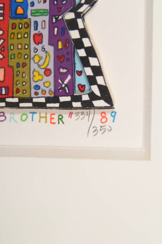 Detail a: James Rizzi, 1950-2011, Big Brother, 3D- Lithographie, sign. und num. 334/350, dat. 89, ca. 14x10 cm, PP, unter Glas gerahmt