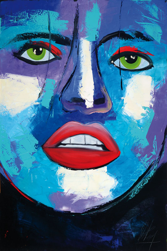 Michael Frey, zeitgenössischer Künstler aus Landau, Face, Öl/Lwd, signiert, ca. 90x60 cm