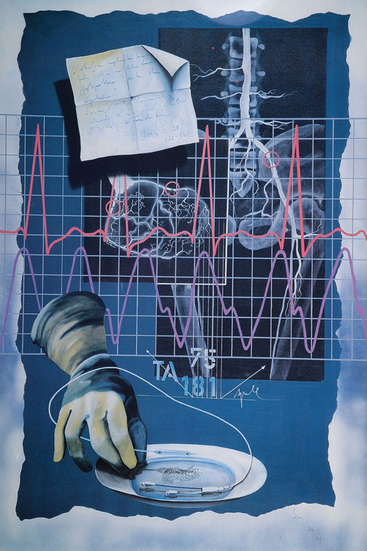 Prof. Menges Spell, geb. 1946 in Heidelberg, Lithographie, signiert und nummeriert 194/200, verblasst, ca. 78,5x51 cm, unter Glas gerahmt