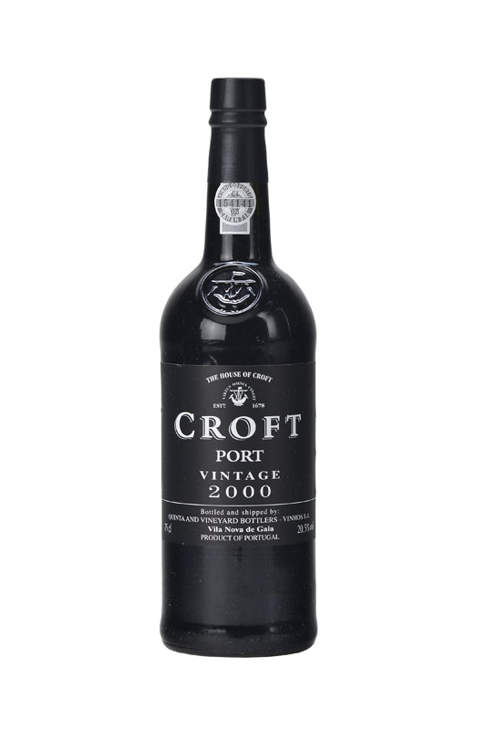 4 Flaschen 2000 Croft Vintage Port, je ca. 75 cl, into neck, Bottled and shipped by: Quinta and Vineyard Bottlers- Vinhos S.A., unverkostet, je in ...