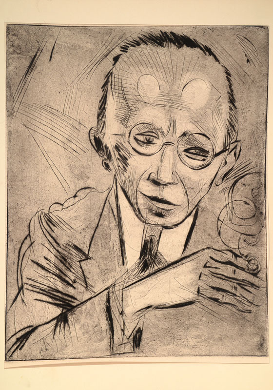 Hermann Max Pechstein, 1881-1955, Kritiker, Porträt eines Mannes, Radierung, Platte ca. 39x31 cm, PP, Gesamt ca. 48x35,5 cm