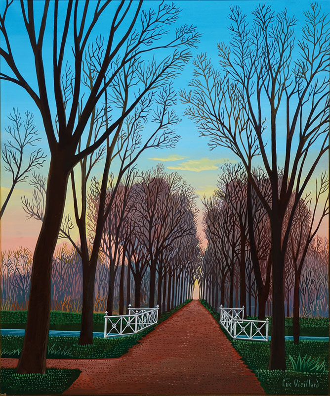 Lucien Vieillard, geb. 1923, Gartenlandschaft mit Allee, Öl/Lwd, rechts unten signiert, rückseitig betitelt: Promenade à Doulens, ca. 55x46 cm, ...