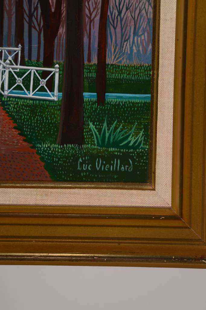 Detail a: Lucien Vieillard, geb. 1923, Gartenlandschaft mit Allee, Öl/Lwd, rechts unten signiert, rückseitig betitelt: Promenade à Doulens, ca. 55x46 cm, ...