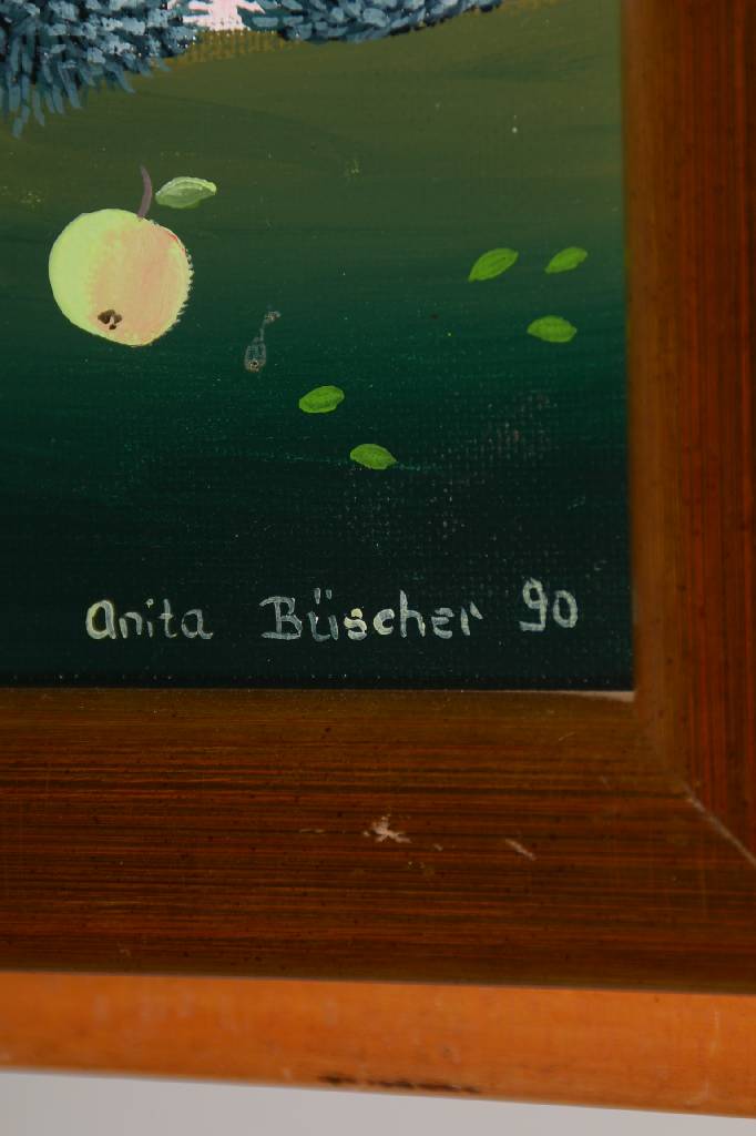 Detail e: Anita Büscher, geb. 1940, Konvolut aus zwei Gemälden, "Der wunderbare Apfelbaum", Öl/Lwd, rechts unten signiert und datiert 90, ...