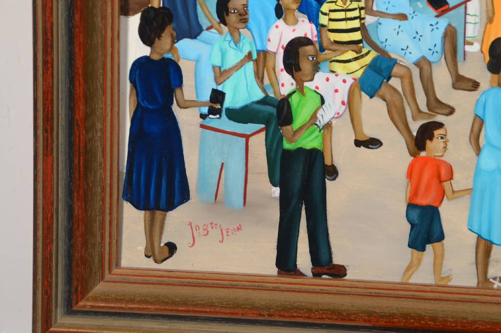 Detail a: Eugen Jean, geb. 1950, Konvolut aus zwei Gemälden, Schulfest, Öl/Malplatte, links unten signiert, ca. 60x77 cm, Rahmen, Dorfgemeinschaft, ...