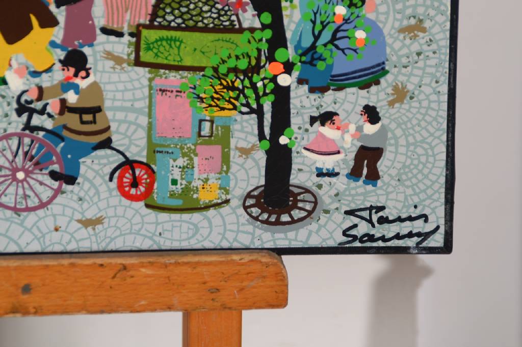 Detail a: Unbekannter naiver Künstler, Montmartre Paris, Öl/Lwd, rechts unten signiert Samy, rückseitig betitelt, datiert 1979, ca. 54x65 cm, Druckstelle ...