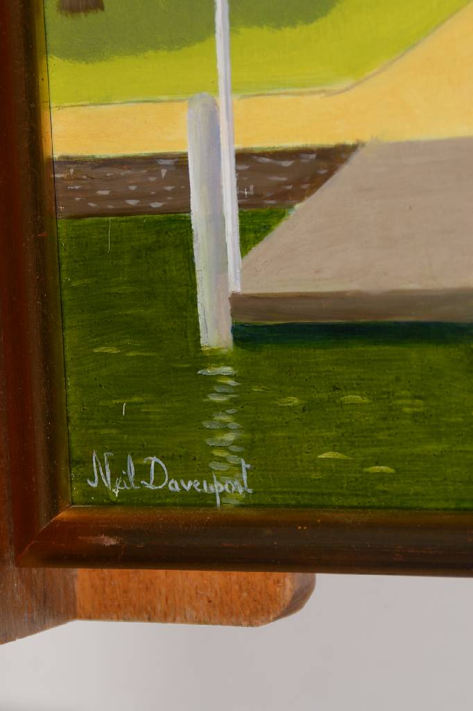 Detail c: Neil Davenport und Ljuba Petrovic, Konvolut aus zwei Gemälden, Feldarbeit, Öl/Papier, auf Holz befestigt, links unten signiert und datiert 71, ca. ...