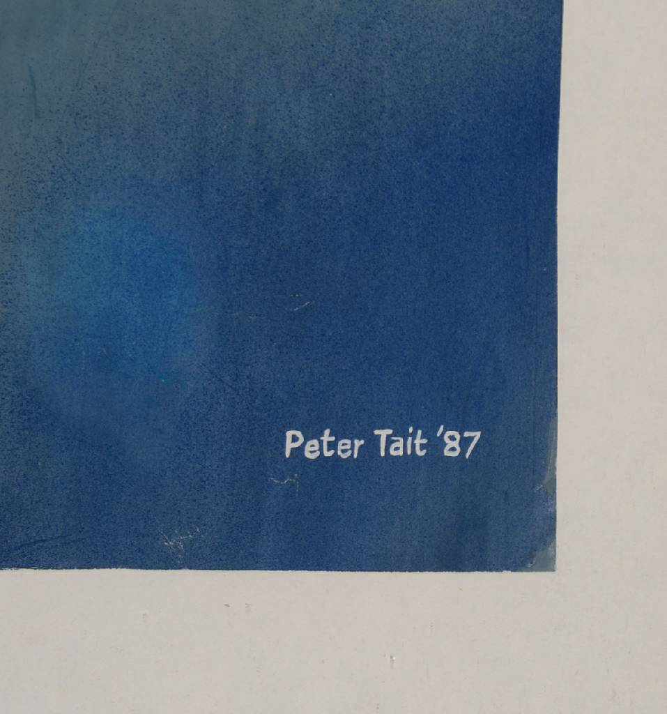 Detail a: Peter Tait, zeitgenössischer Künstler, Gouache/Papier, rechts unten signiert und datiert 87, Blattgr. ca. 54,5x40 cm, unter Glas gerahmt