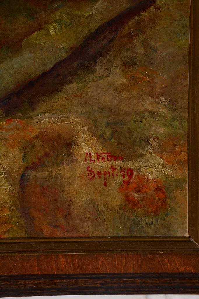 Detail a: M. Vemon, zeitgenössischer Künstler, Stillleben mit Rosen, Öl/Lwd, auf Holzplatte, rechts unten signiert, datiert, ca. 76x74 cm, Rahmen