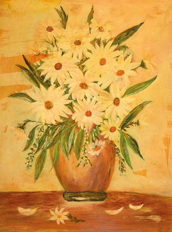 Unbekannter zeitgenössischer Künstler, Blumenstillleben, Öl/Holzplatte, rechts unten unleserlich signiert, ca. 60x80 cm, Rahmen