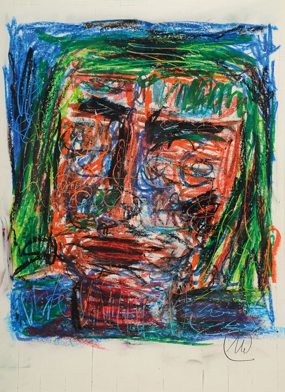 Markus Lüpertz, geb. 1941, Öl und Pastell auf Papier, Kopf, rechts unten handsigniert, ca. 42x30 cm, PP, unter Glas gerahmt