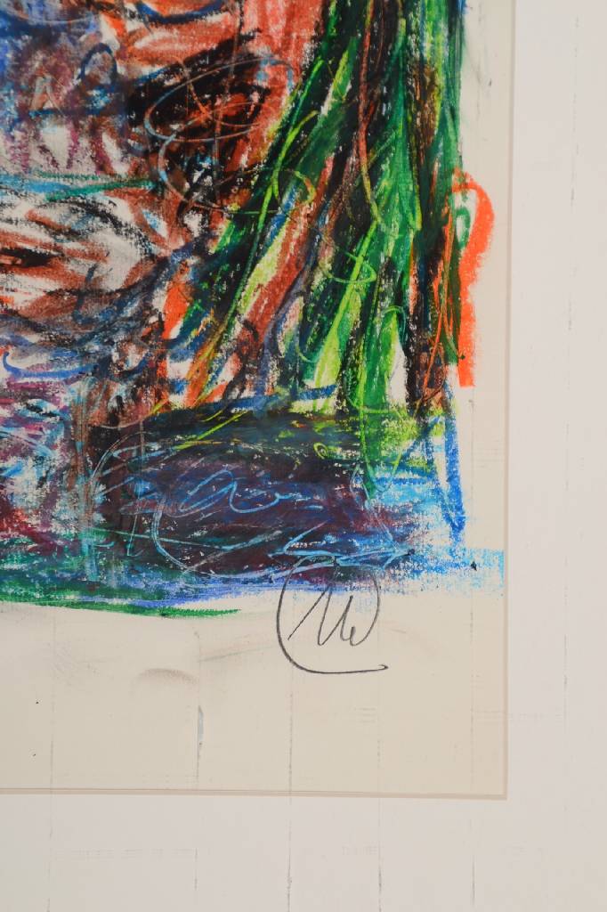Detail a: Markus Lüpertz, geb. 1941, Öl und Pastell auf Papier, Kopf, rechts unten handsigniert, ca. 42x30 cm, PP, unter Glas gerahmt
