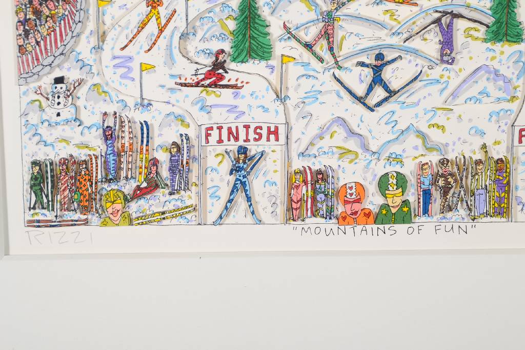 Detail a: James Rizzi, 1950-2011, 3-D Konstruktion auf Bütten, Mountains of Fun, handsigniert u. nummeriert 159/350, WVZ: James Rizzi S. 288, mit ...