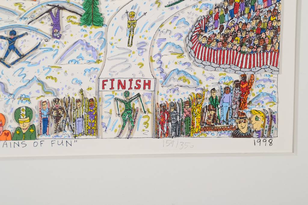 Detail b: James Rizzi, 1950-2011, 3-D Konstruktion auf Bütten, Mountains of Fun, handsigniert u. nummeriert 159/350, WVZ: James Rizzi S. 288, mit ...