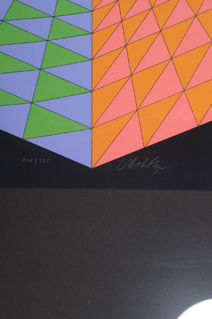 Detail a: Victor Vasarely, 1906-1997, Heisenberg, Serigraphie in 18 Farben, 1979, handsigniert und nummeriert 101/125, Kat. Wiesloch 1986, S.136, Blattgr. ca. ...