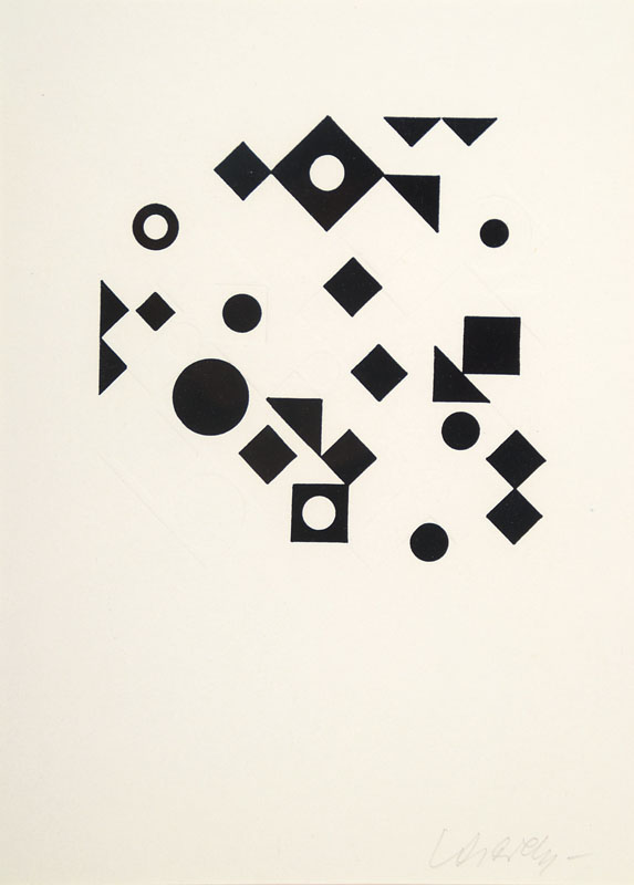 Victor Vasarely, 1906-1997, Radierung und Reliefdruck, Schwarz/Weiß, handsigniert, Auflage 100, aus 1984, ca. 45x36 cm, unter Glas gerahmt