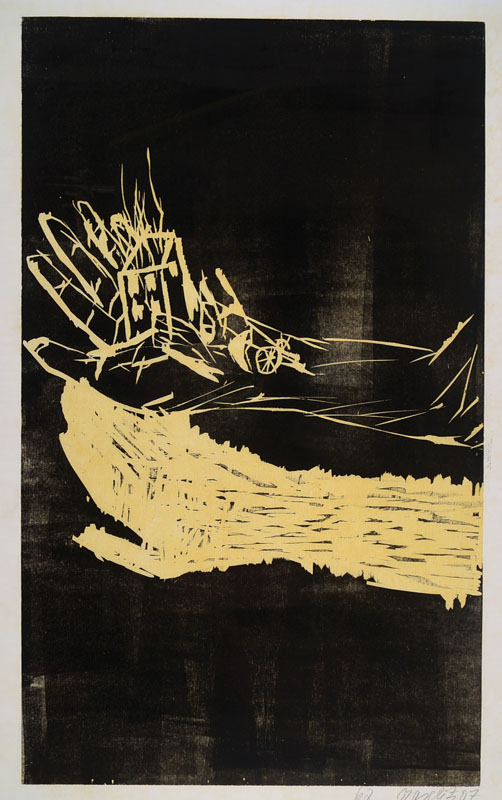 Georg Baselitz, geb. 1938, Farbholzschnitt auf handbemaltem Japanpapier, handsigniert u. nummeriert "62", aus 2007, Handabzug im Atelier ...