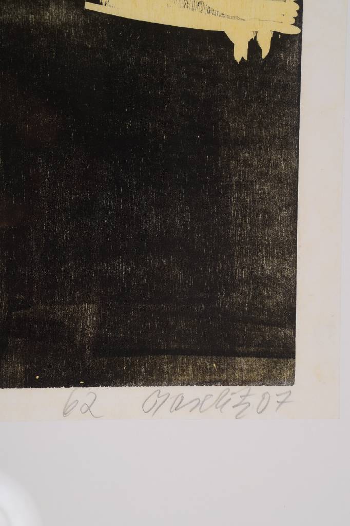 Detail a: Georg Baselitz, geb. 1938, Farbholzschnitt auf handbemaltem Japanpapier, handsigniert u. nummeriert "62", aus 2007, Handabzug im Atelier ...