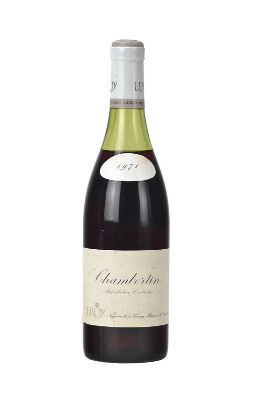 1 Flasche 1971 Leroy Chambertin, Cote d'Or, Abstand zwischen Kapsel und Wein: ca. 3,8 cm, ca. 75 cl, unverkostet, sehr selten im Angebot