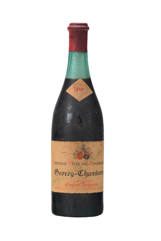 Detail a: 3 Flaschen 1949 Gevrey-Chambertin Eugene Langeron, Cote d'Or, ca. 70 cl, Abstand zwischen Kapsel und Wein: 4-4,5 cm, unverkostet, Etiketten ...
