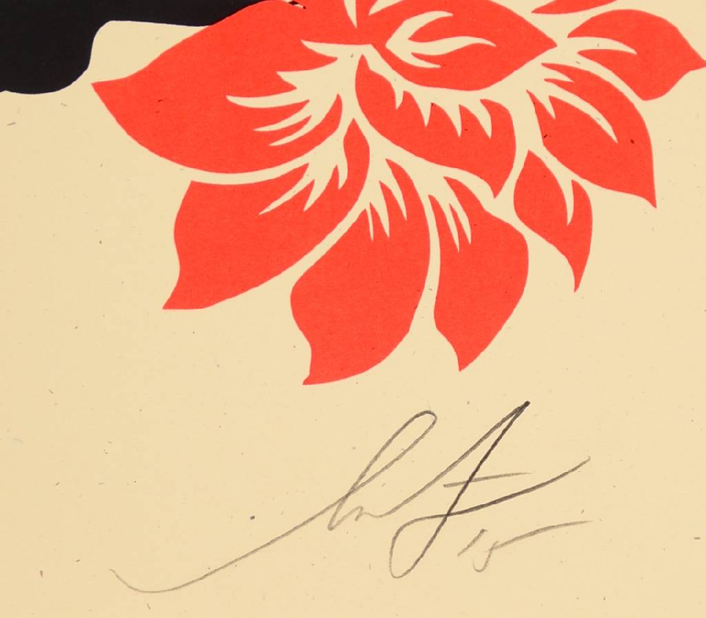 Detail a: Shepard Fairey, geb. 1970, bedeutender amerikanischer Street-Art-Künstler, hier: My florist is a dick, Siebdruck, signiert und nummeriert 161/450, ...