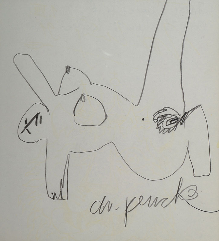 A.R. Penck, geb. 1939, Bleistiftzeichnung, signiert, Blattgr. ca. 22,5x20,5 cm, unter Glas gerahmt