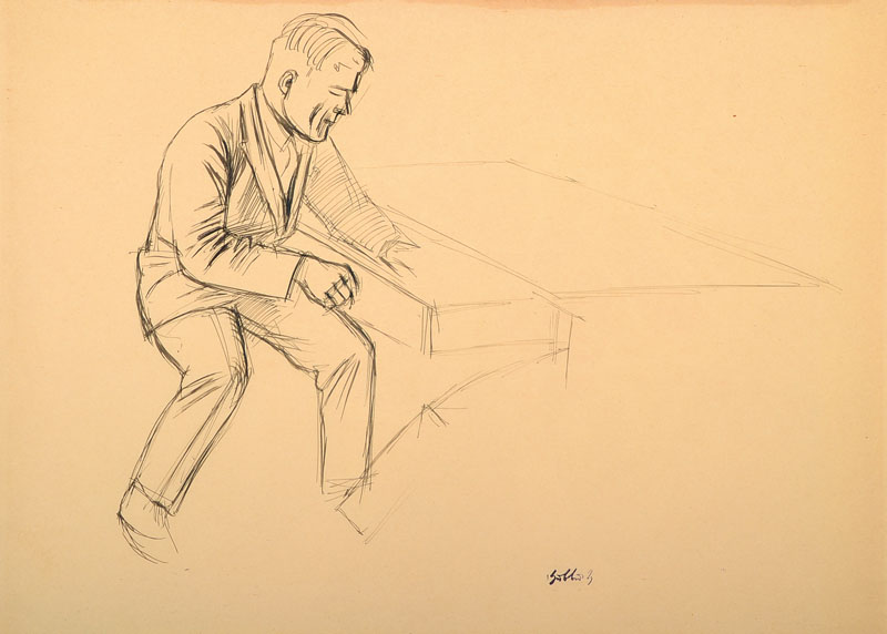 Karl Hubbuch, 1891-1979, Tuschezeichnung, wohl Anfang 20er Jahre, Signaturstempel, Blattgr. ca. 33x42,8 cm, unter Glas gerahmt
