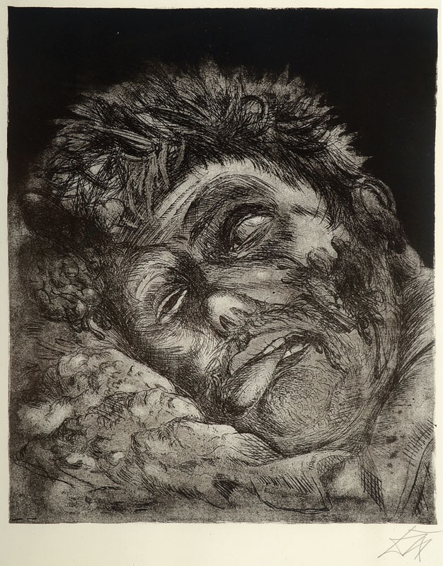 Otto Dix, 1891 Gera-1969 Singen, ein Toter, Lithographie, handsigniert, Blattgr. ca. 48x40 cm, unter Glas gerahmt, Blatt verschmutzt