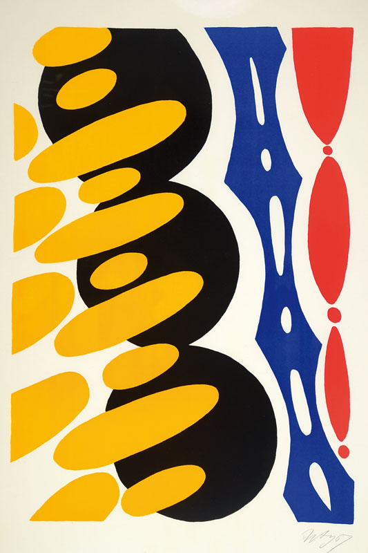 Ernst Wilhelm Nay, 1902 Berlin - 1968 Köln, Lithographie, signiert und datiert 67, Blattgr. ca. 78x59 cm, unter Glas gerahmt