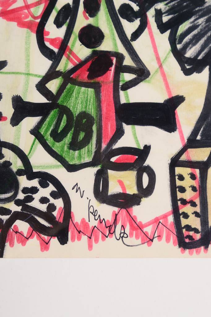 Detail a: A.R. Penck, geb. 1939, Konvolut aus vier Zeichnungen in Mischtechnik auf drei Papieren (ein Papier davon rückseitig bemalt), ...