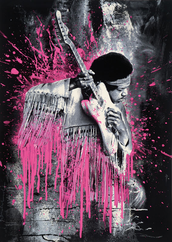 Mr. Brainwash, geb. 1966, bekannter Amerikanischer Künstler, hier: Jimi Hendrix Pink, signiert und nummeriert 62/70, Blattgr. ca. 76x57 cm, unter ...