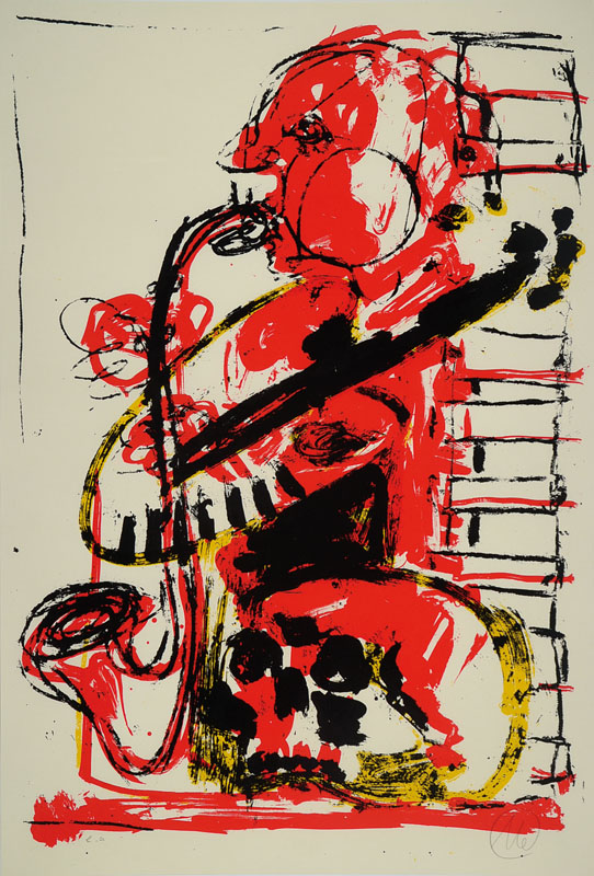 Markus Lüpertz, geb. 1941, Siebdruck, signiert und nummeriert e.a., Blattgr. ca. 90x60 cm, unter Glas gerahmt