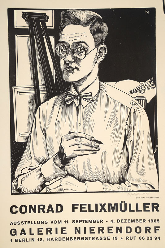 Conrad Felixmüller, 1897-1977, Plakat zu Ausstellung Galerie Nierendorf, Holzschnitt, signiert, Blattgr. ca. 69,5x48 cm