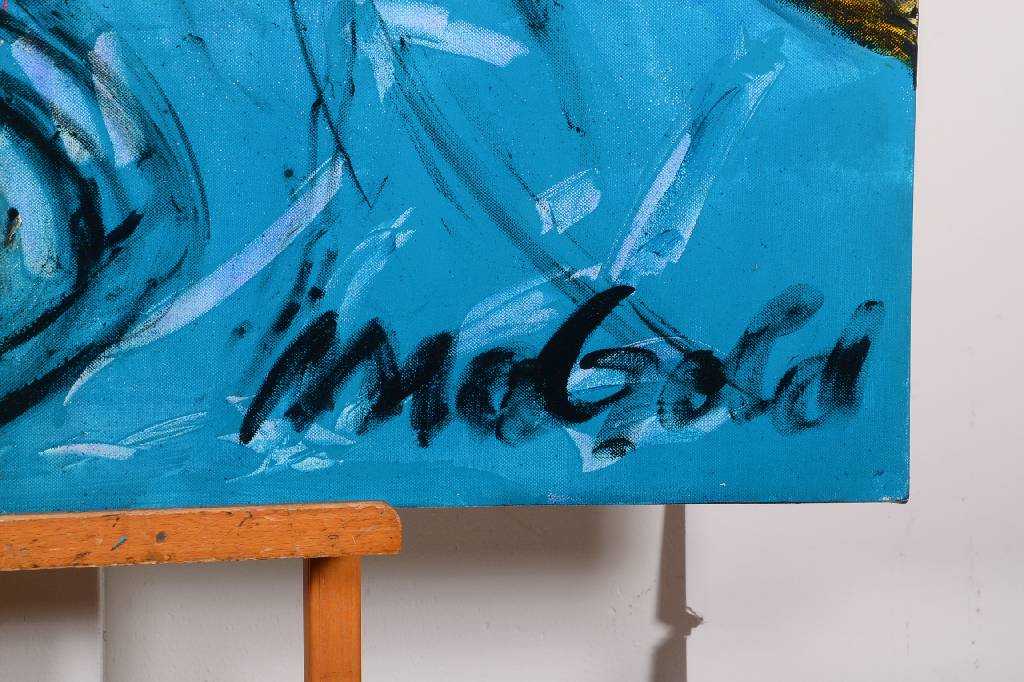 Detail a: Rainer Magold, geb. in Karlsruhe, lebt und arbeitet in der Südpfalz, hier: Göttin der Lust, Acryl/Lwd, rechts unten signiert, ca. 100x100cm