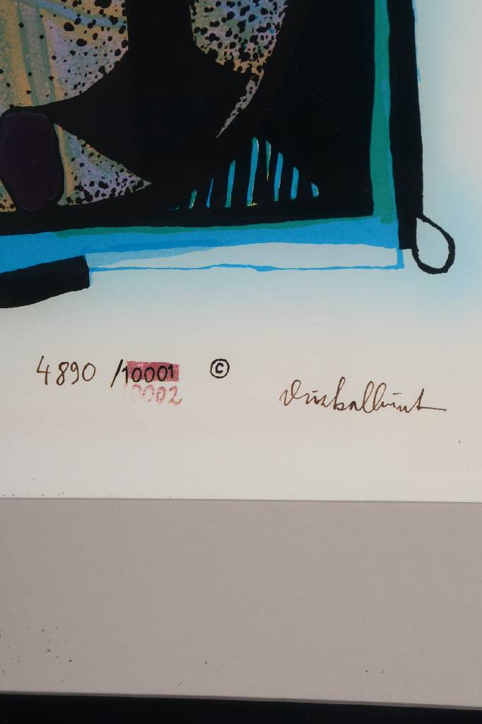 Detail b: Friedensreich Hundertwasser, 1928-2000, Homo Humus Come Va, Farbsiebdruck mit Metallfolienprägung, signiert und nummeriert 4890/10001, ca. 70x50 cm, ...