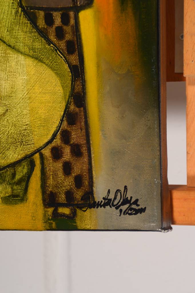Detail a: Hiremio Garcia Calveiro, (Santa Olaya), geb. 1961, Los Ojos que me esquivan, Öl/Lwd, re. u. sign., rückseitig betitelt und sign., ca. 50,5x40,5 cm
