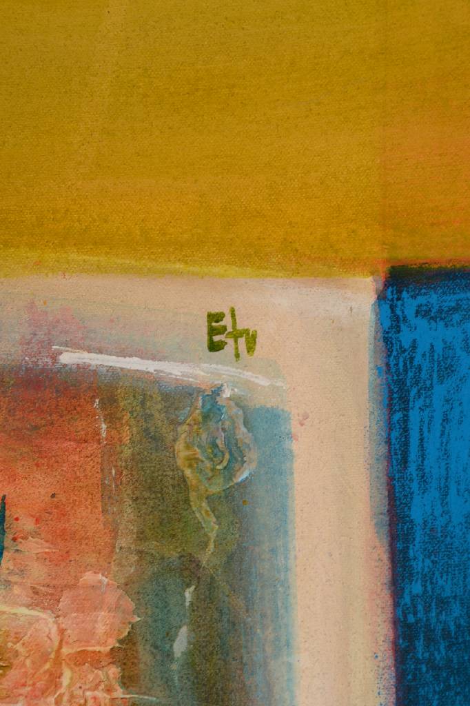 Detail a: Etu Ndow, bek. afrikanischer Künstler aus Gambia, viele Ausstellungen in West-Afrika,hier: Reliefbild, Öl/Lwd, re. ob. sign., ca. 80x60 cm
