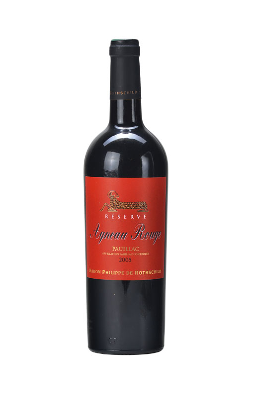 12 Flaschen Baron Philippe de Rothschild Agneau Rouge Reserve, 4x 2005 Pauillac, 4x 2006 Saint-Emilion, 4x 2007 Medoc, high fill, je ca. 75 cl, ...