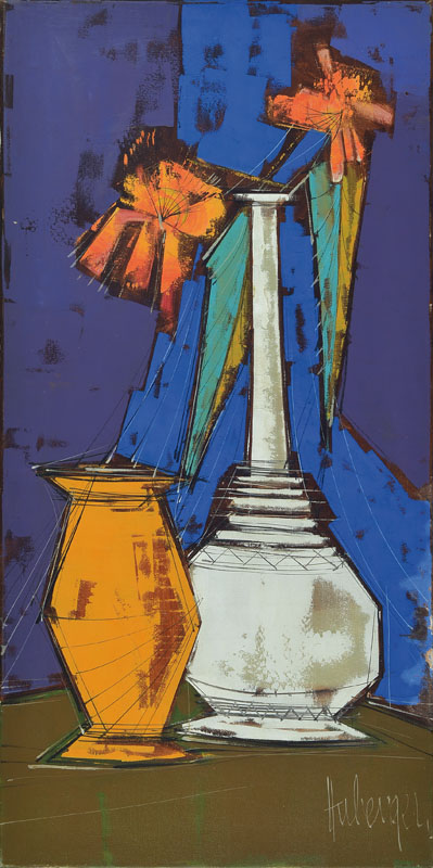 Tugomir Huberger, geb. 1931, Blumenstillleben, Öl/Lwd, re. u. sign., ca. 80x40 cm