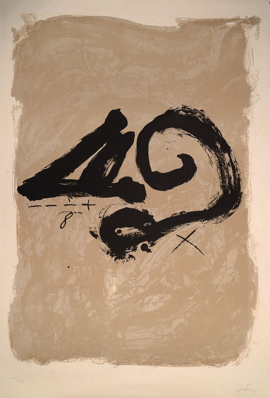 Antoni Tapies, 1923-2012, Lithographie, Ohne Titel, sign. und num. 107/150, Blattgr. ca. 96x67 cm, teilw. besch.